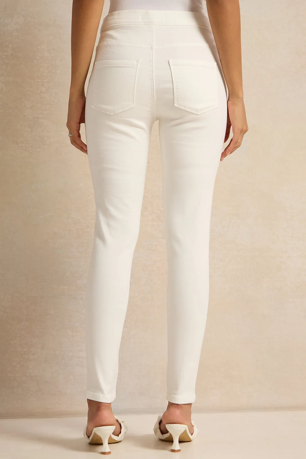 Women Ivory Solid Knit Jegging sold by Redtag product image thumbnail 3