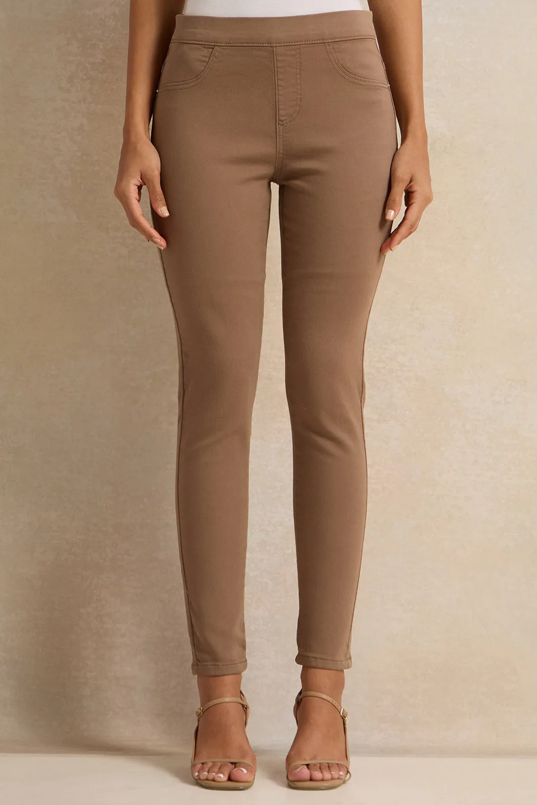 Women Brown Knit Jeggings sold by Redtag