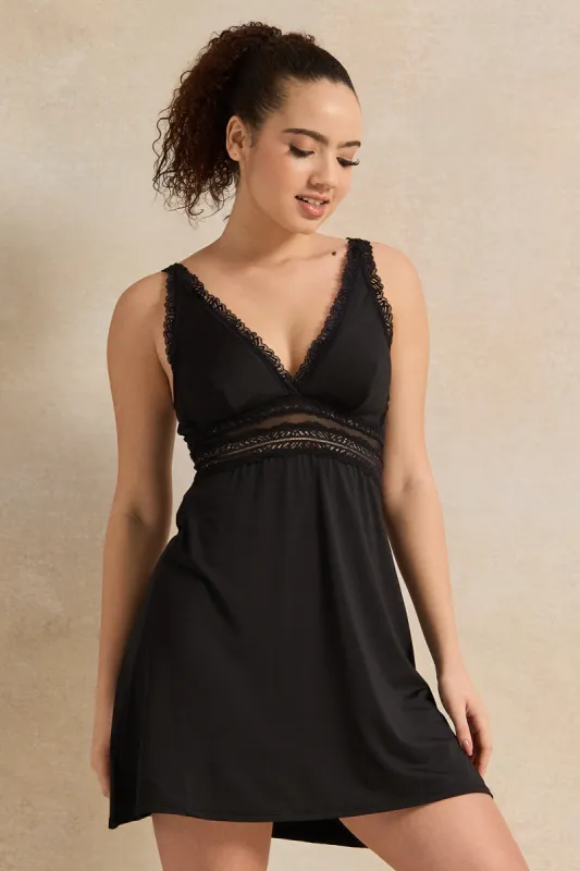 Women Black Padded Chemise sold by Redtag