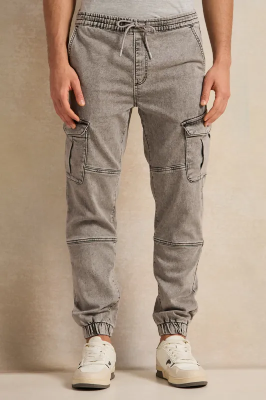 Men Charcoal Cargo Jogger sold by Redtag