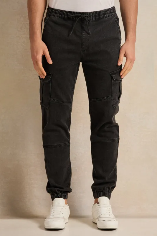 Men Black  Cargo Jogger sold by Redtag