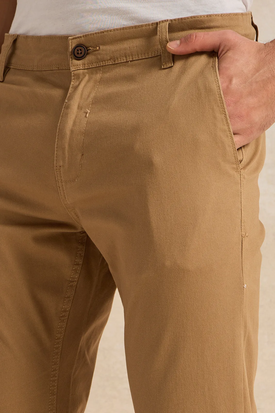 Men Beige Chino Pants sold by Redtag product image thumbnail 4