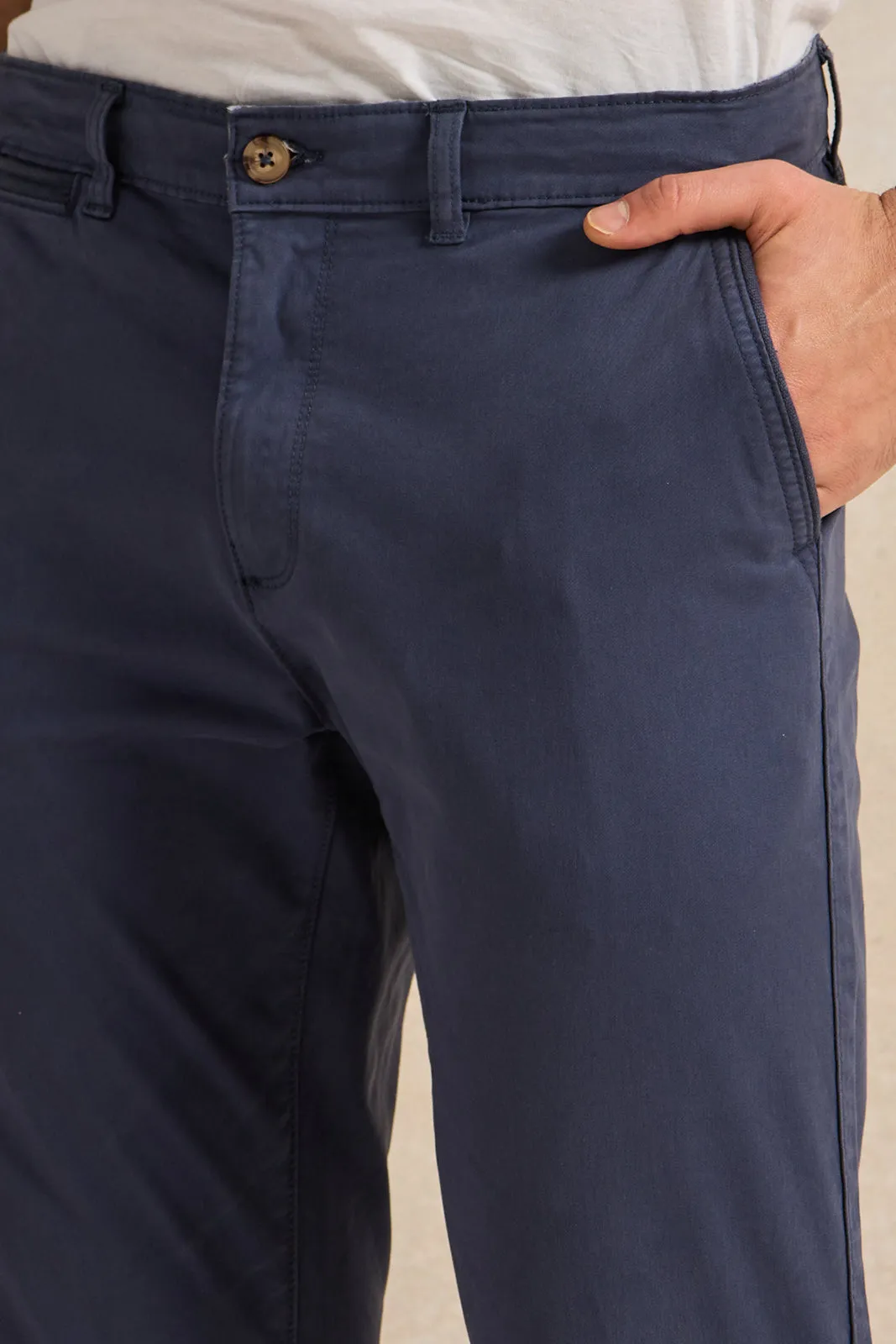Men Navy Slim Fit Chino Trousers sold by Redtag product image thumbnail 4