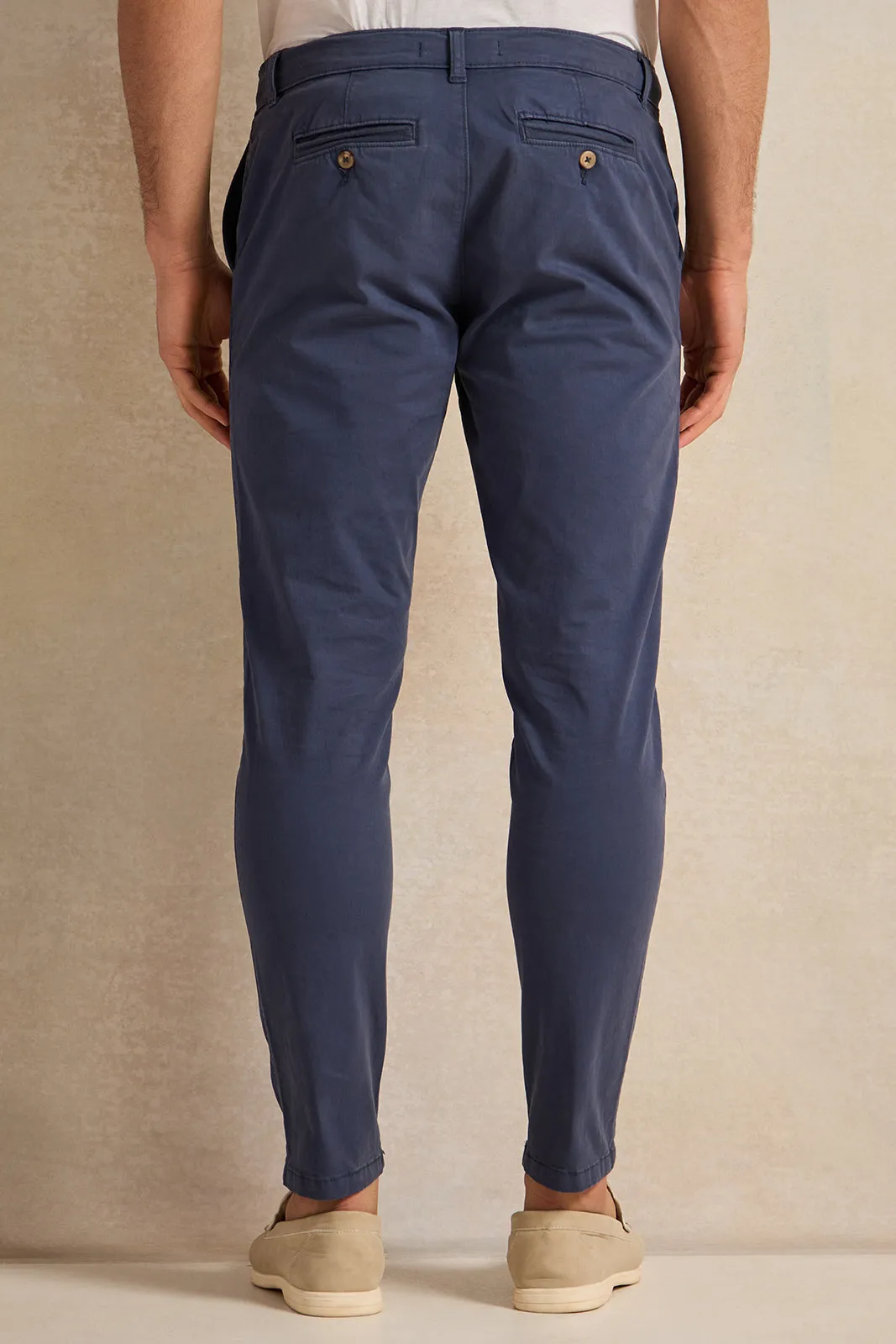Men Navy Slim Fit Chino Trousers sold by Redtag product image thumbnail 3