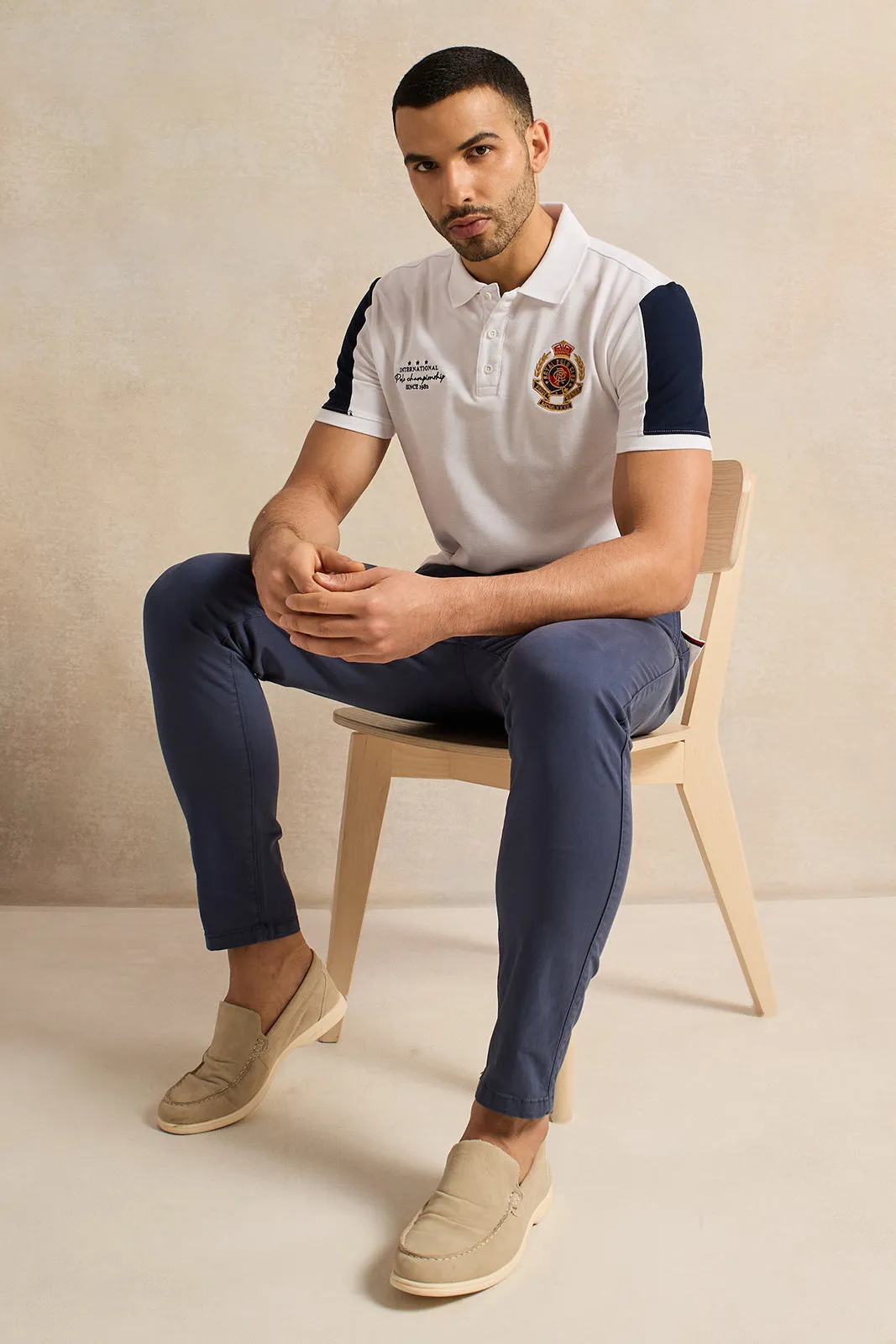 Men Navy Slim Fit Chino Trousers sold by Redtag product image thumbnail 2