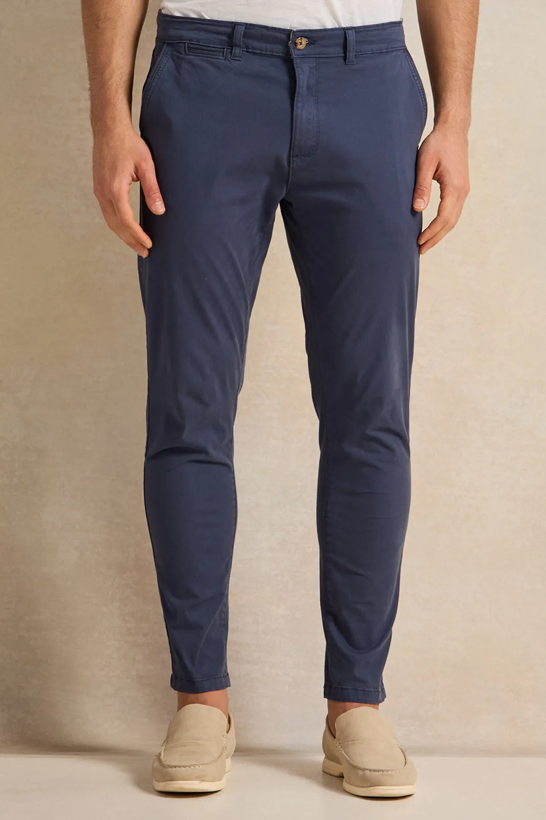 Men Navy Slim Fit Chino Trousers sold by Redtag