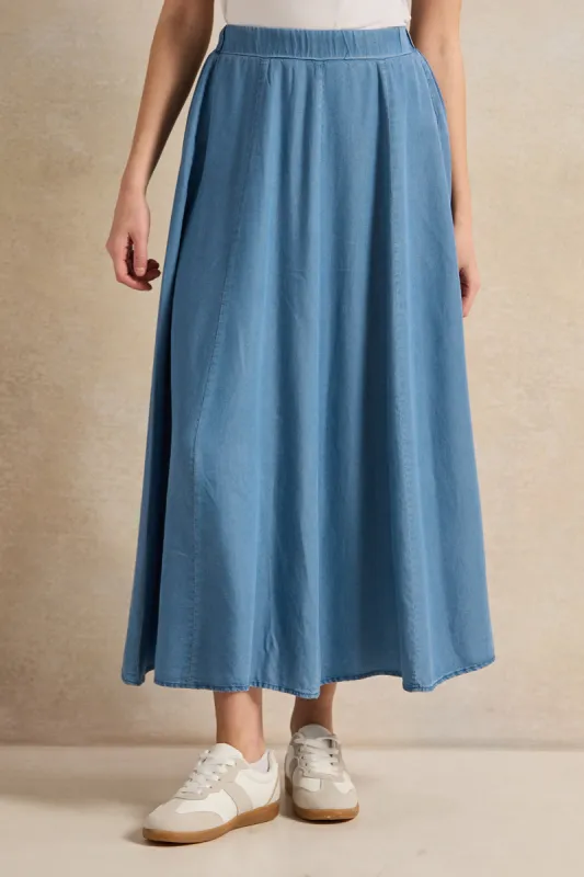 Women Blue Denim Skirt sold by Redtag
