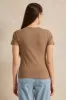 Women Brown Basic Crew Neck T-Shirt sold by Redtag