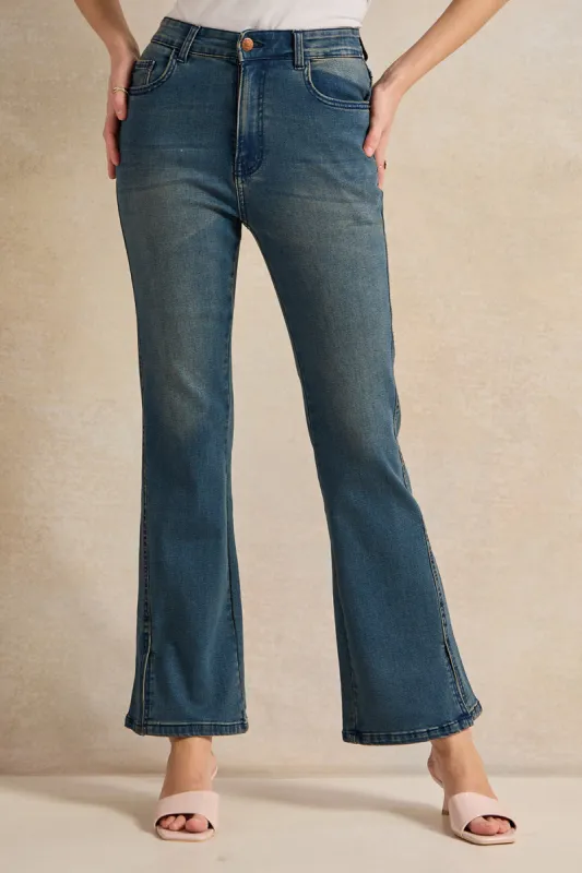 Women Blue Acid Flare Jeans sold by Redtag