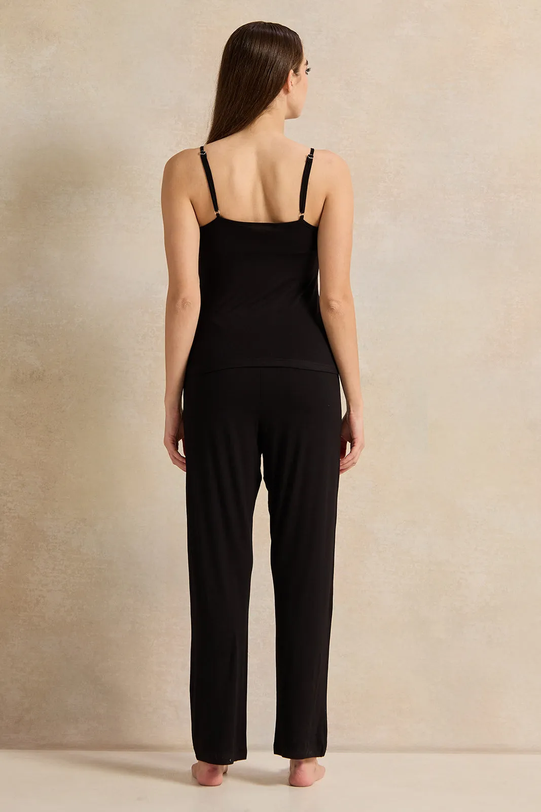 Women Black Cami Set With Lace (2 Piece) sold by Redtag product image thumbnail 4