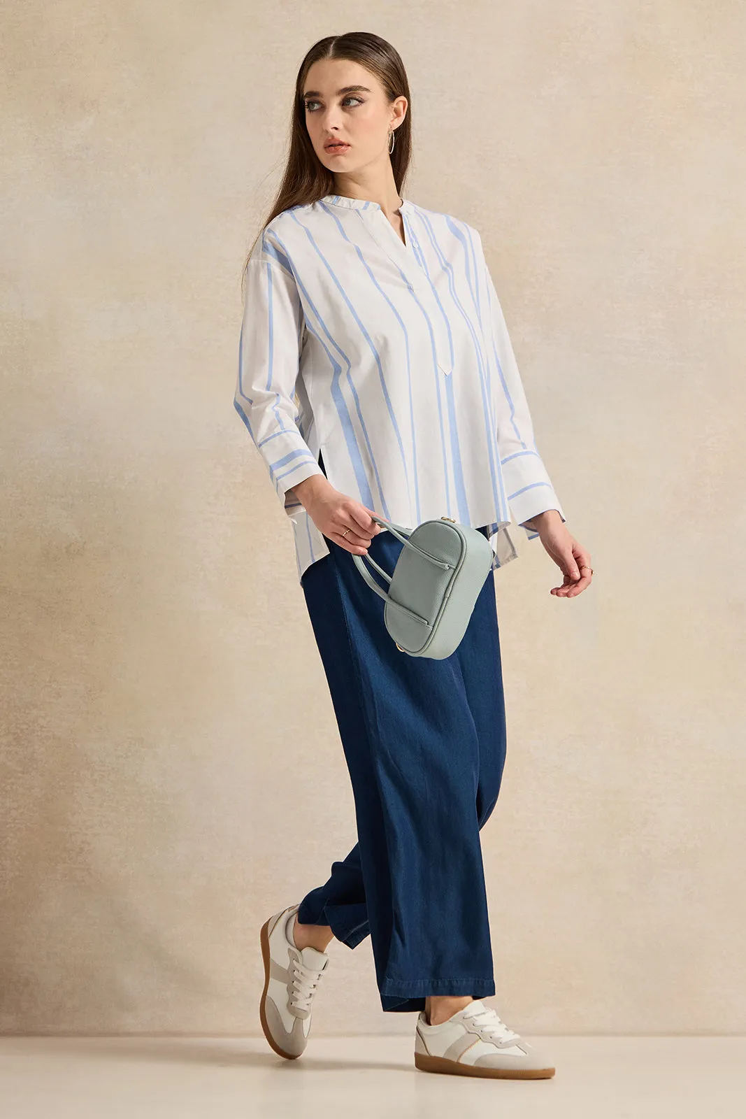 Women White And Blue Striped Blouse sold by Redtag product image thumbnail 2