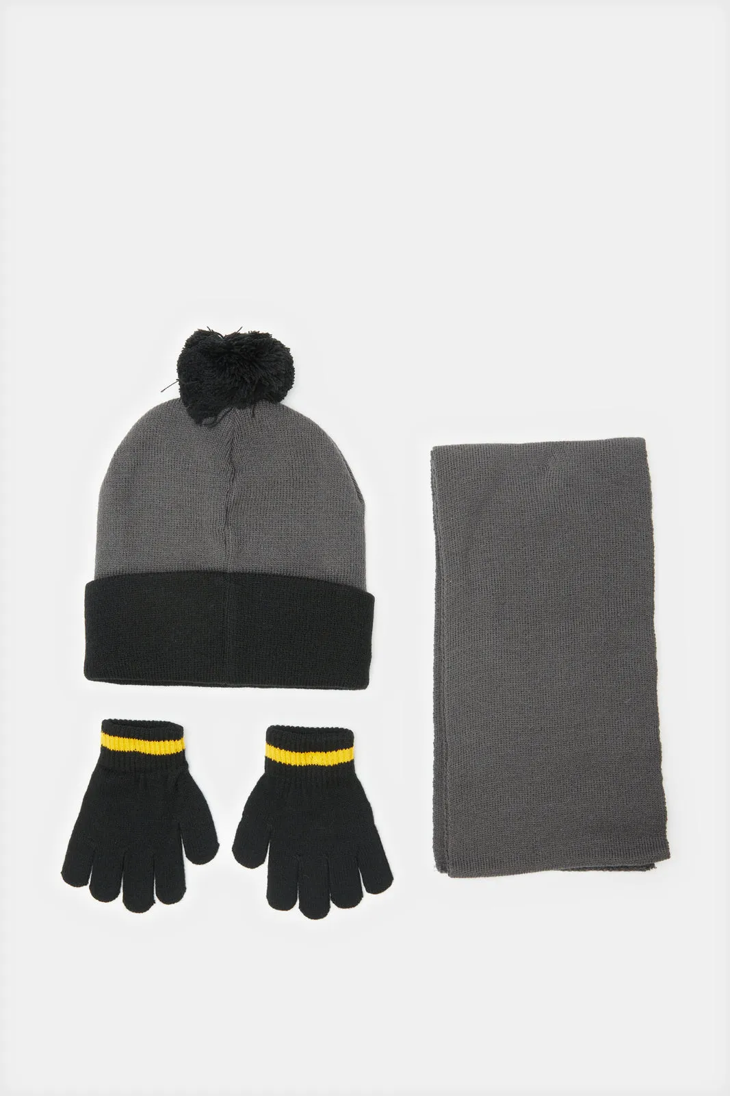 Boys Grey Batman Knitted Knitted Cap Set (3 Piece) sold by Redtag product image thumbnail 2