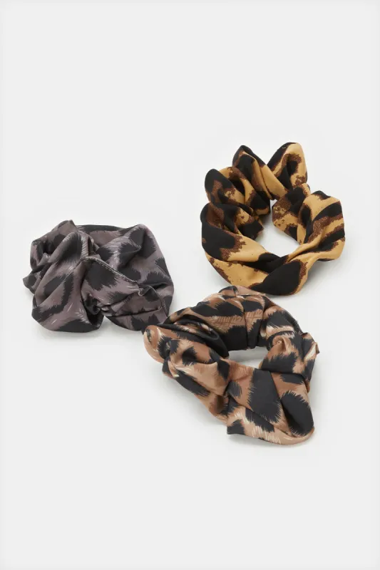 Women Assorted Printed Scrunchy Set (3 Piece) sold by Redtag