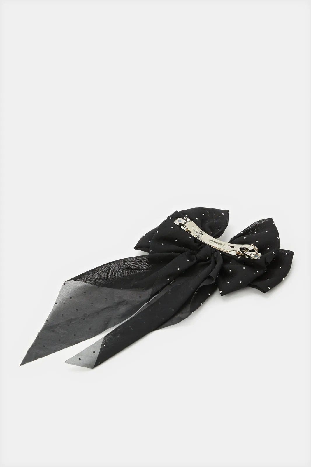 Women Black Embellished Bow Hair Clip sold by Redtag product image thumbnail 2