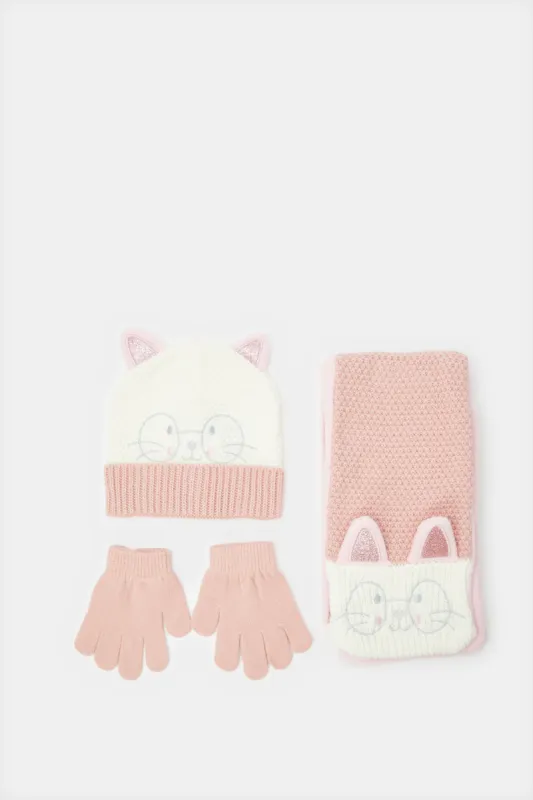 Women Pink And White Knitted Set (3 Piece) sold by Redtag