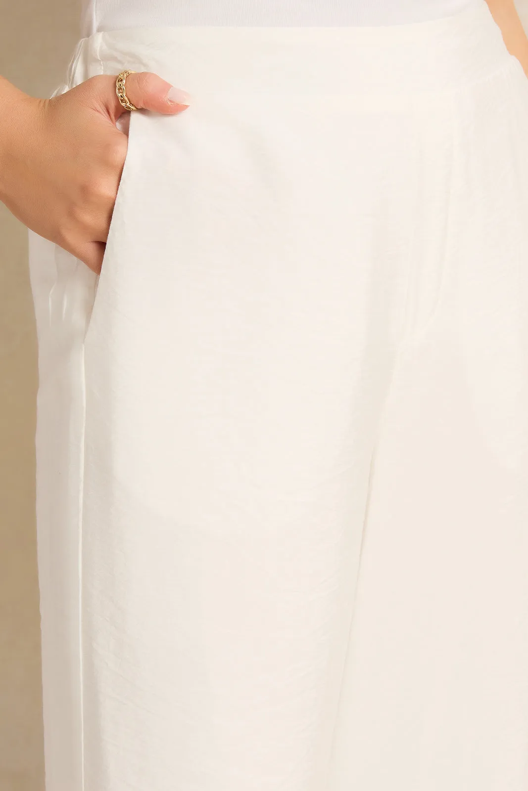 Women Ivory Embellished Wide Leg Trousers sold by Redtag product image thumbnail 4