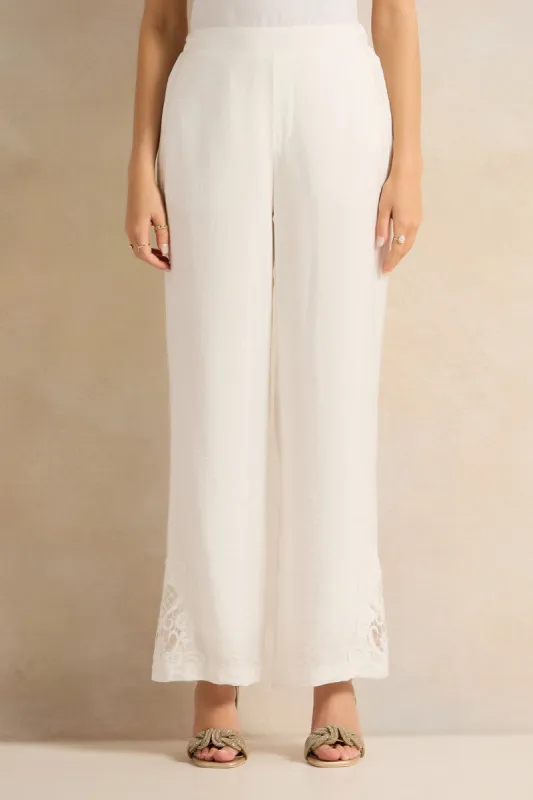 Women Ivory Embellished Wide Leg Trousers sold by Redtag