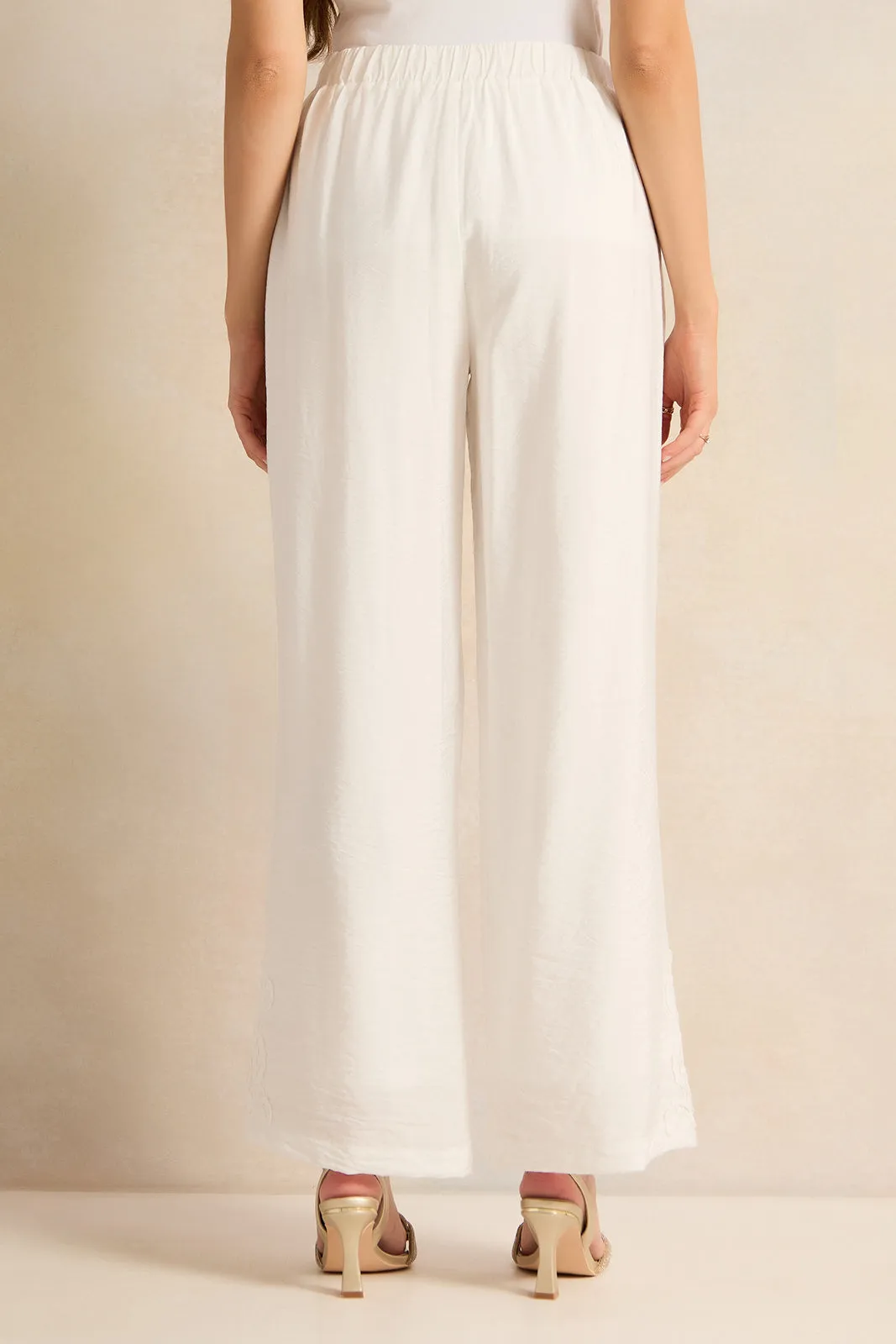 Women Ivory Embellished Wide Leg Trousers sold by Redtag product image thumbnail 3