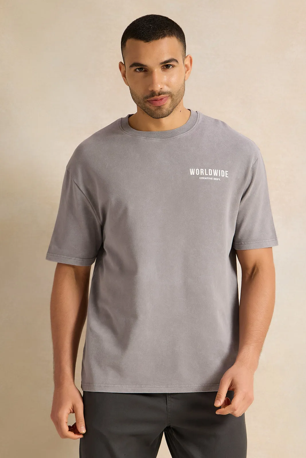 Men Grey Lounge Printed T-shirt sold by Redtag