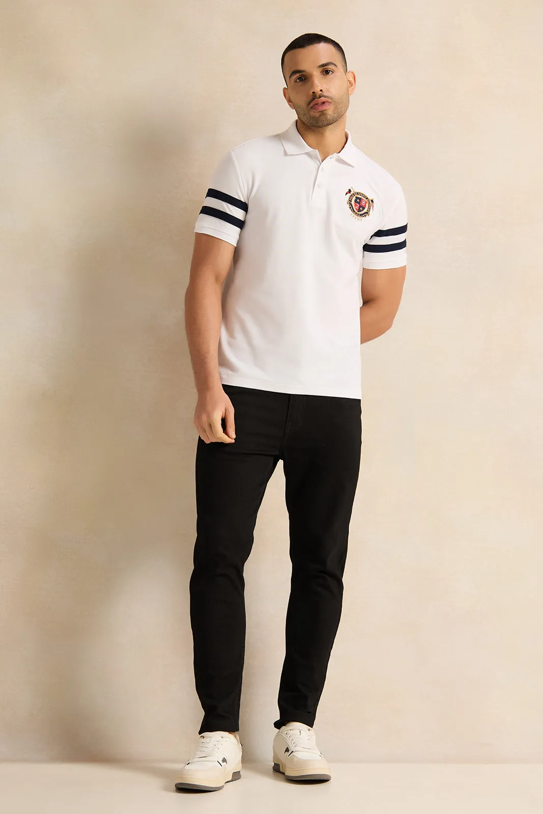 Men White Printed Polo Shirt sold by Redtag product image thumbnail 2