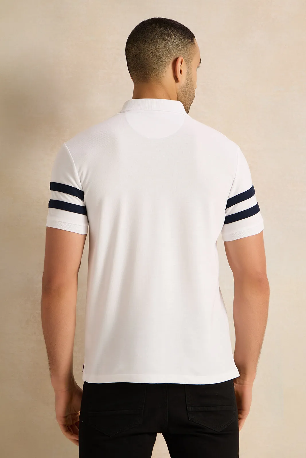 Men White Printed Polo Shirt sold by Redtag product image thumbnail 3