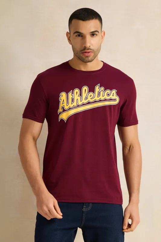 Men Burgundy Graphic T-Shirt sold by Redtag