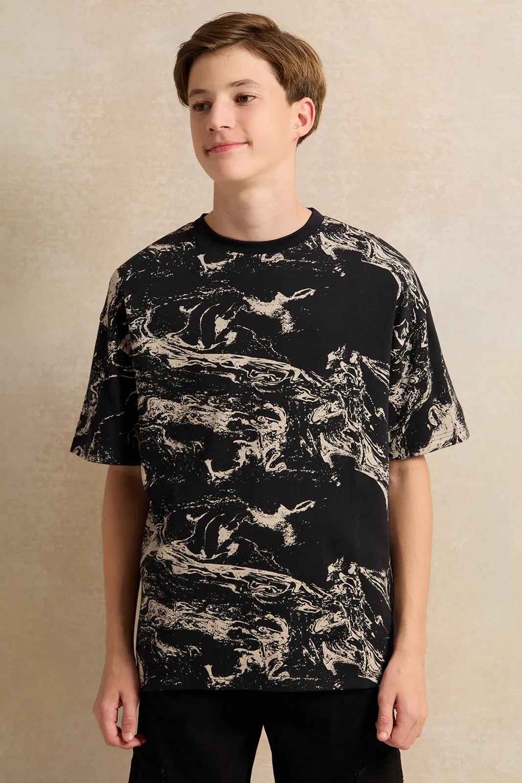 Senior Boys Black Printed T-Shirt sold by Redtag