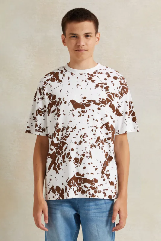Senior Boys White Printed T-Shirt sold by Redtag