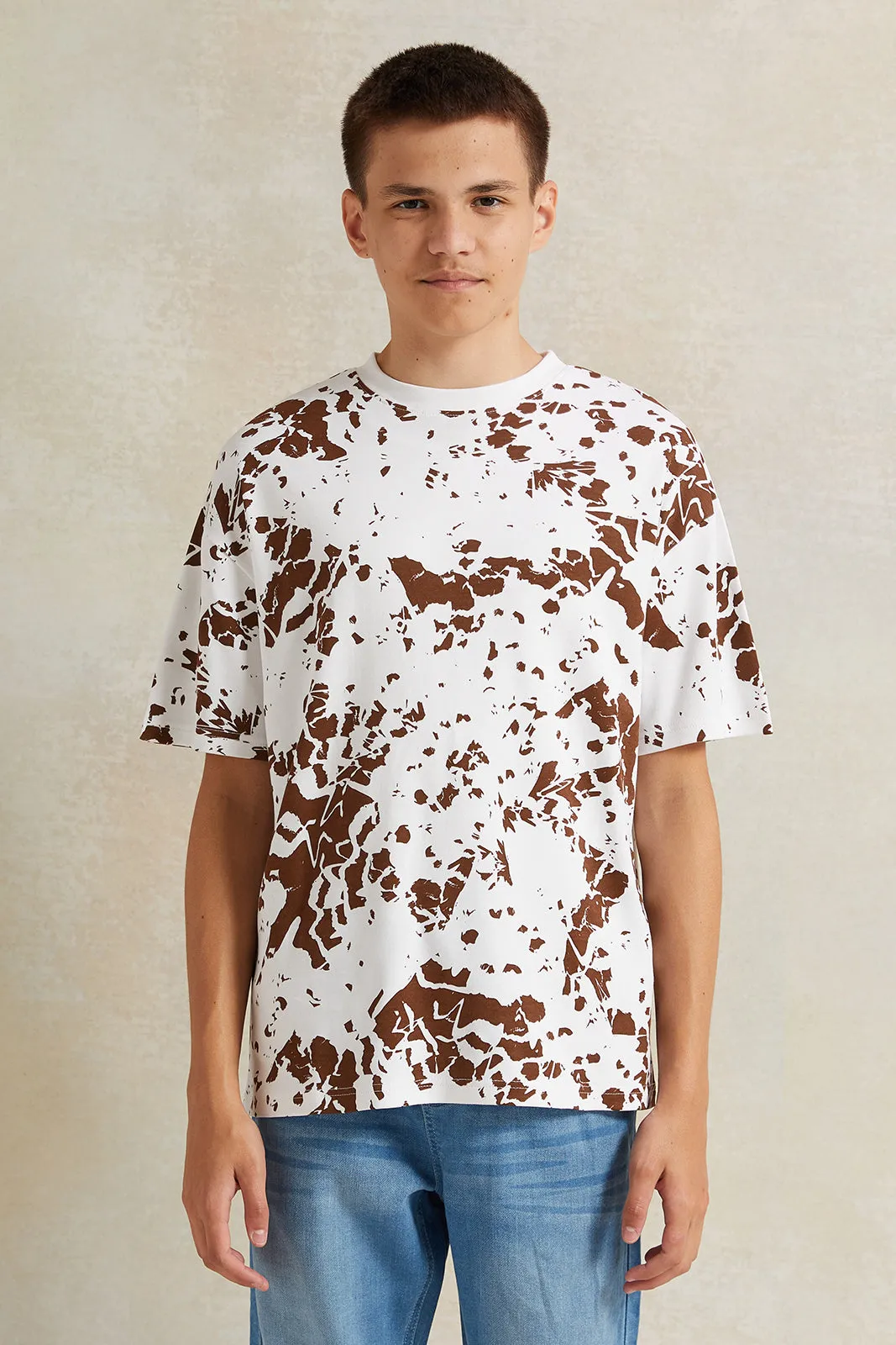 Senior Boys White Printed T-Shirt sold by Redtag