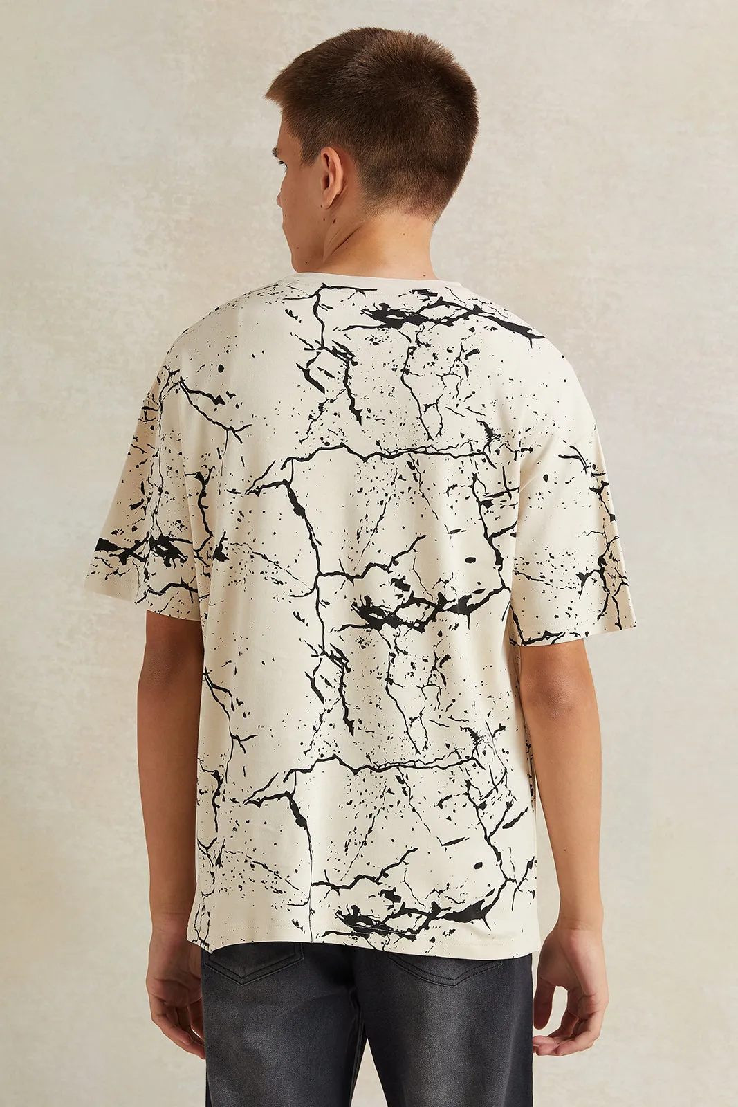 Senior Boys Beige Printed T-Shirt sold by Redtag product image thumbnail 3