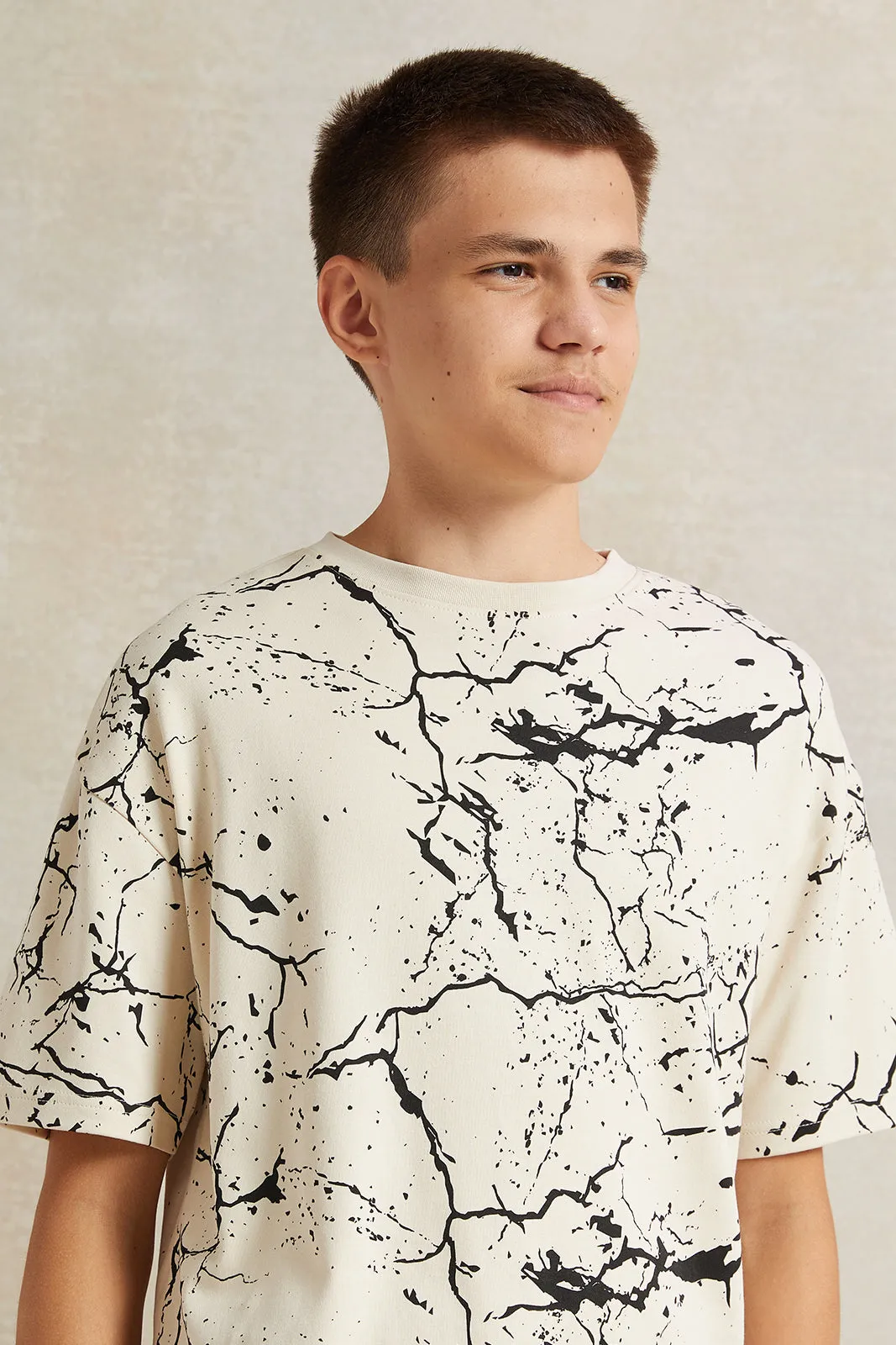 Senior Boys Beige Printed T-Shirt sold by Redtag product image thumbnail 4