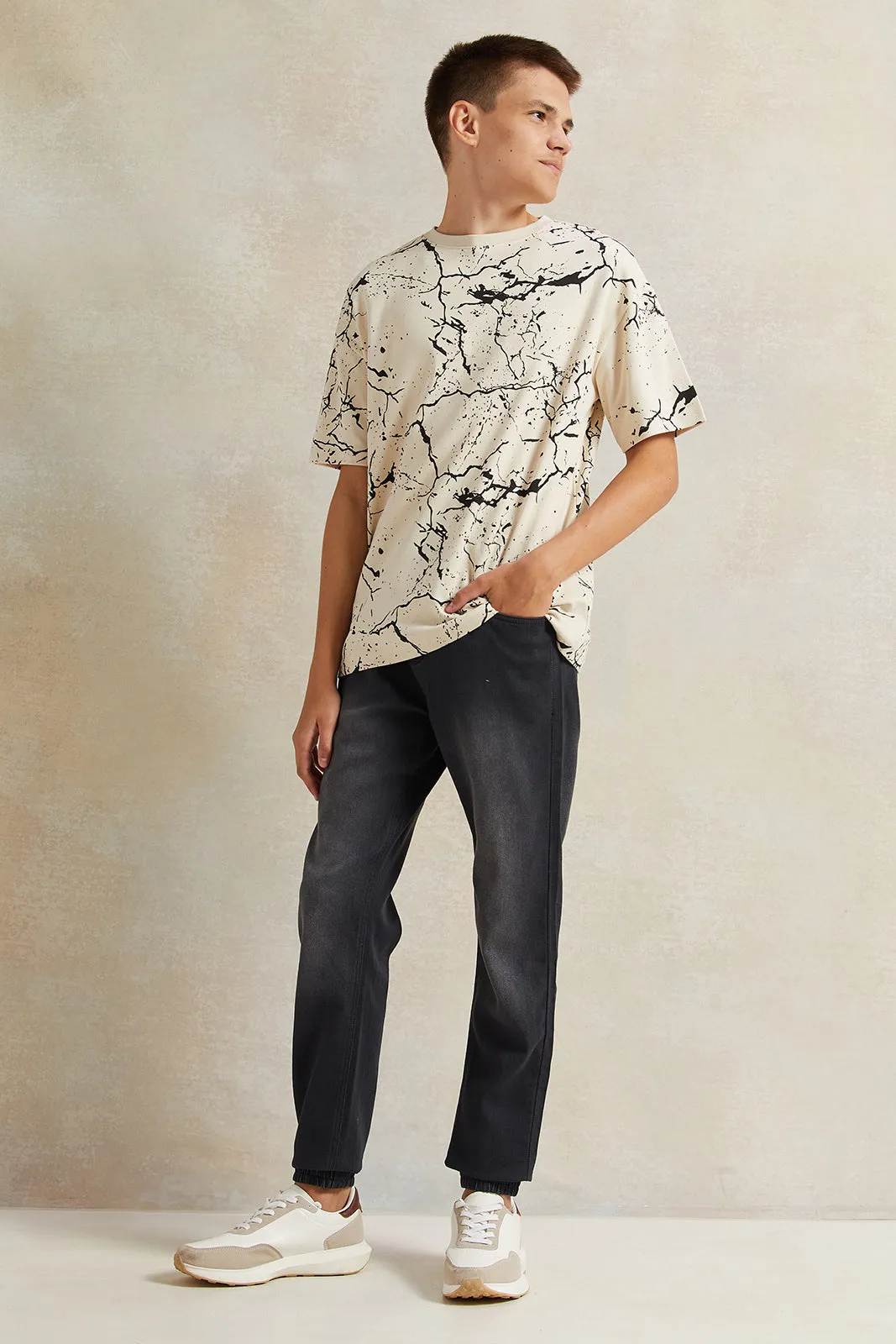 Senior Boys Beige Printed T-Shirt sold by Redtag product image thumbnail 2