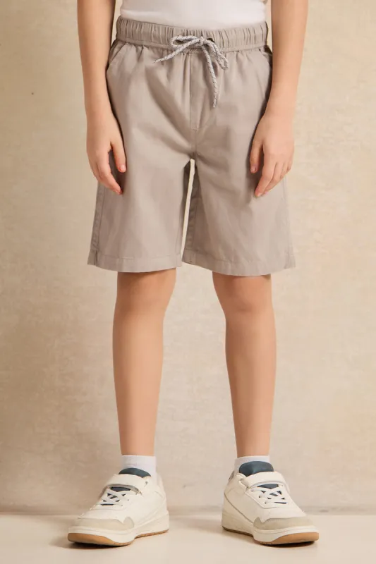 Boys Grey Pull-on Shorts:Mid-Gre sold by Redtag