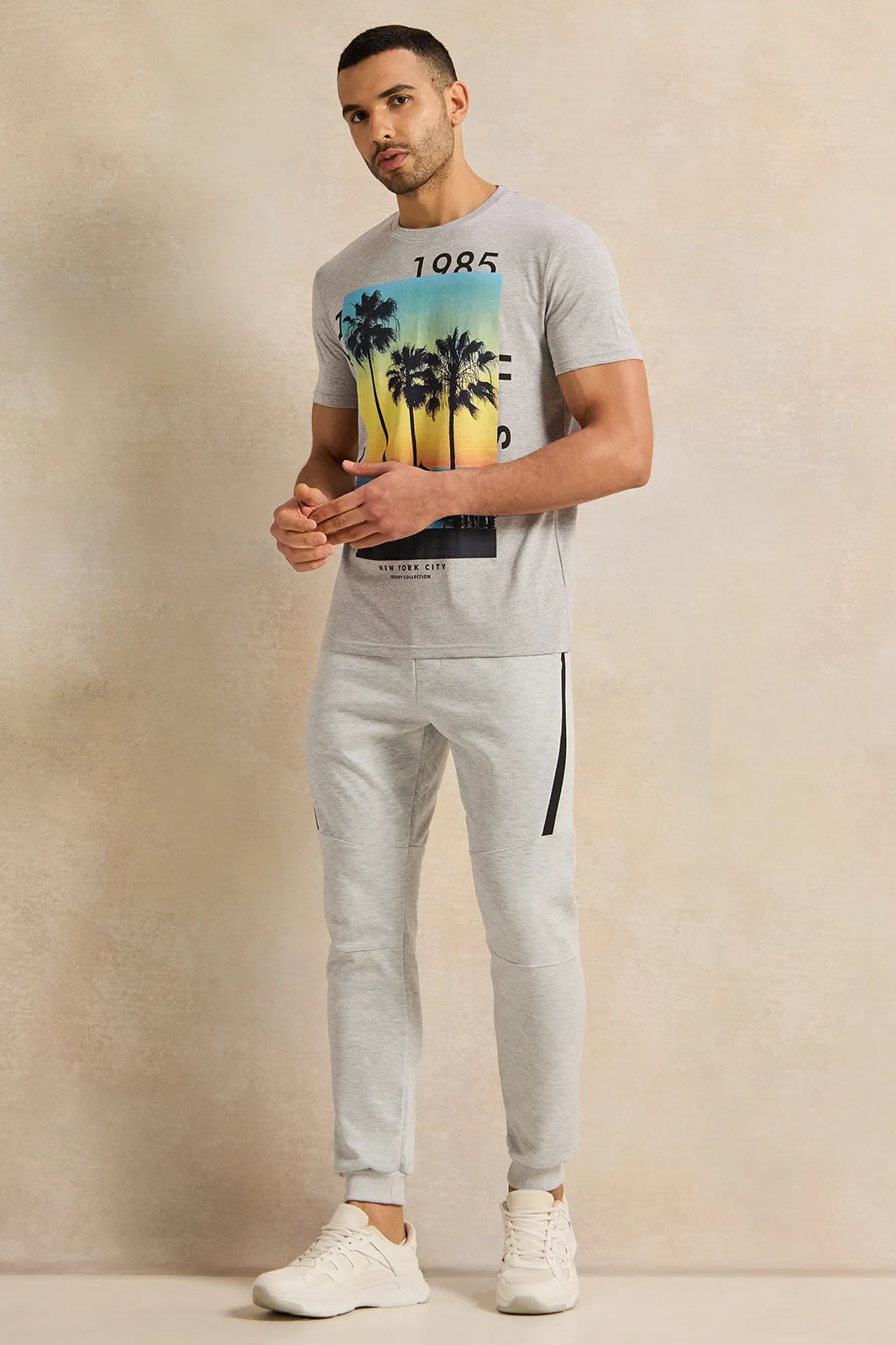 Men Grey Cut And Sew Track Pants sold by Redtag product image thumbnail 2