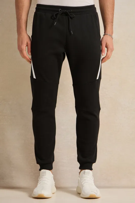Men Black Cut And Sew Track Pants sold by Redtag