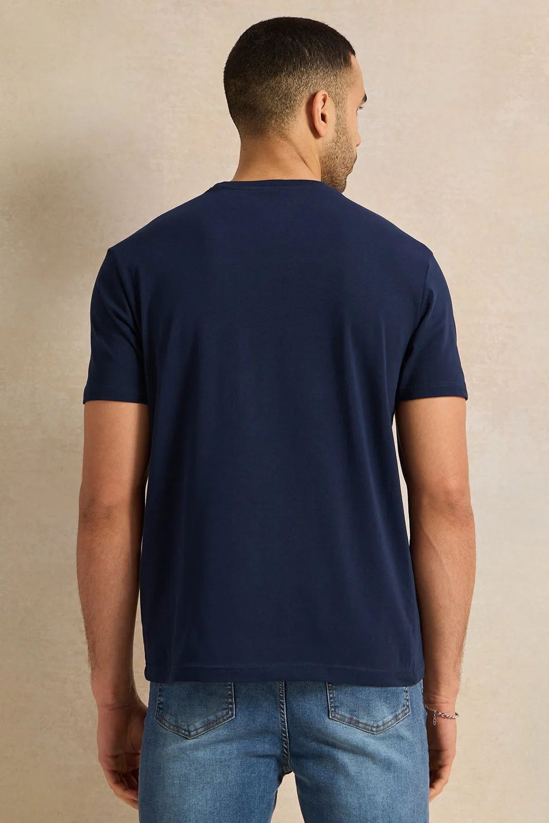 Men Navy Printed T-Shirt sold by Redtag product image thumbnail 3