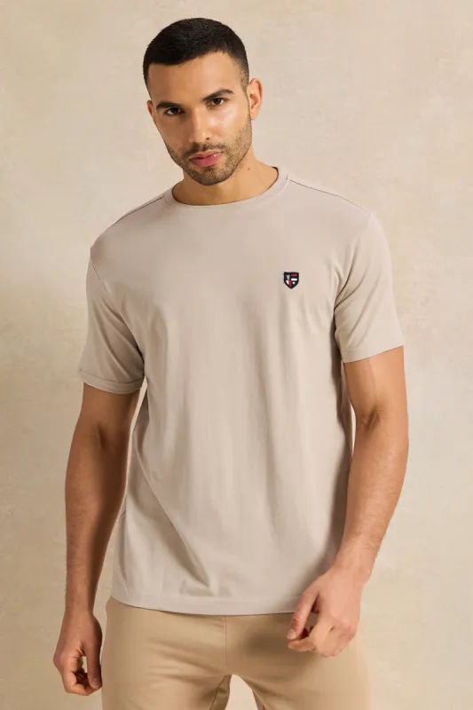 Men Beige Printed T-Shirt sold by Redtag