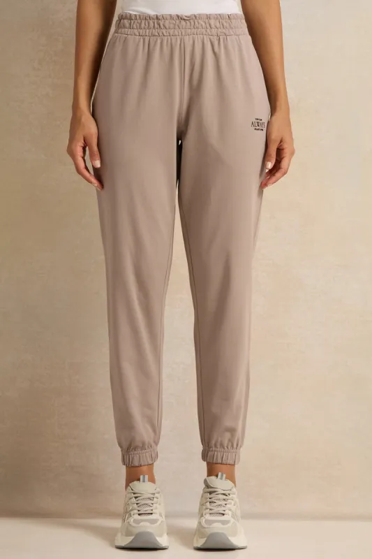 Women Taupe Placement Print Active Pants sold by Redtag