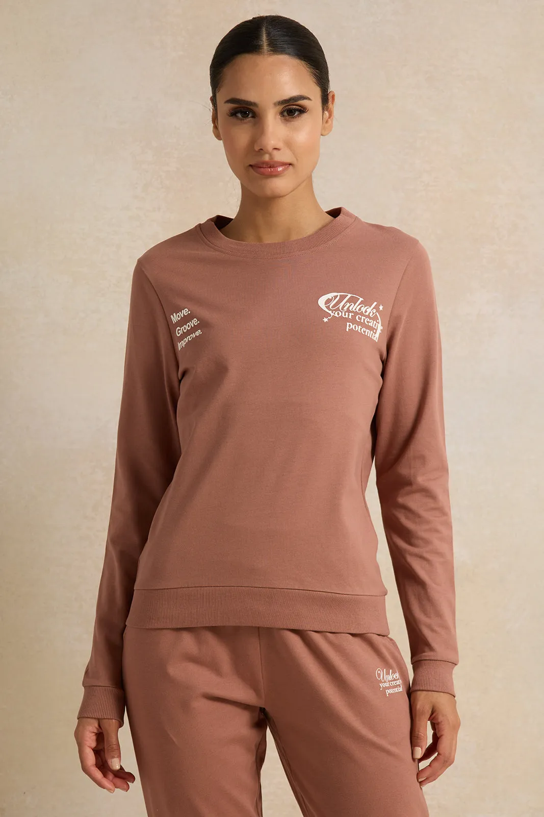 Women Orange Printed Sweatshirt sold by Redtag