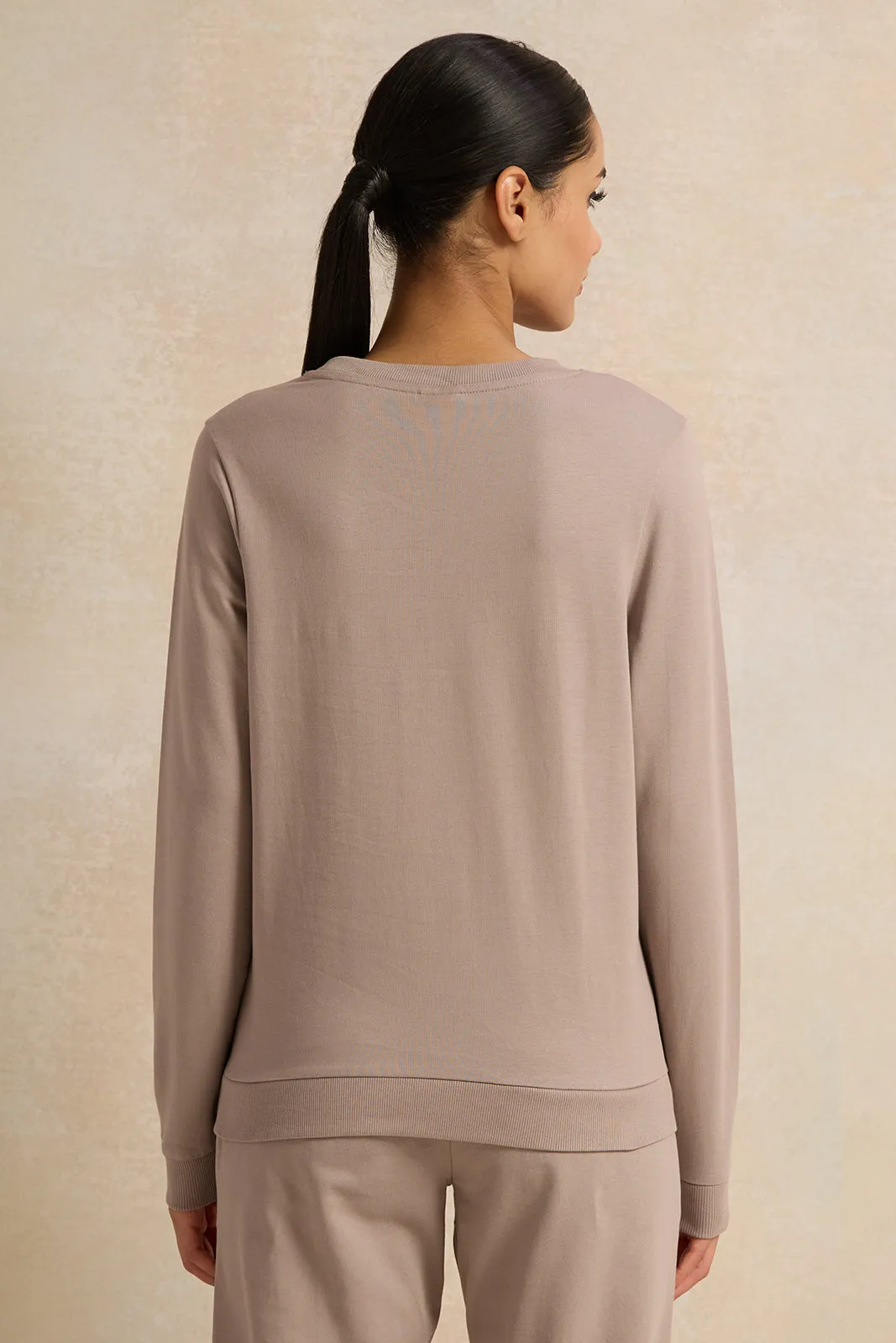 Women Taupe Printed Sweatshirt sold by Redtag product image thumbnail 3