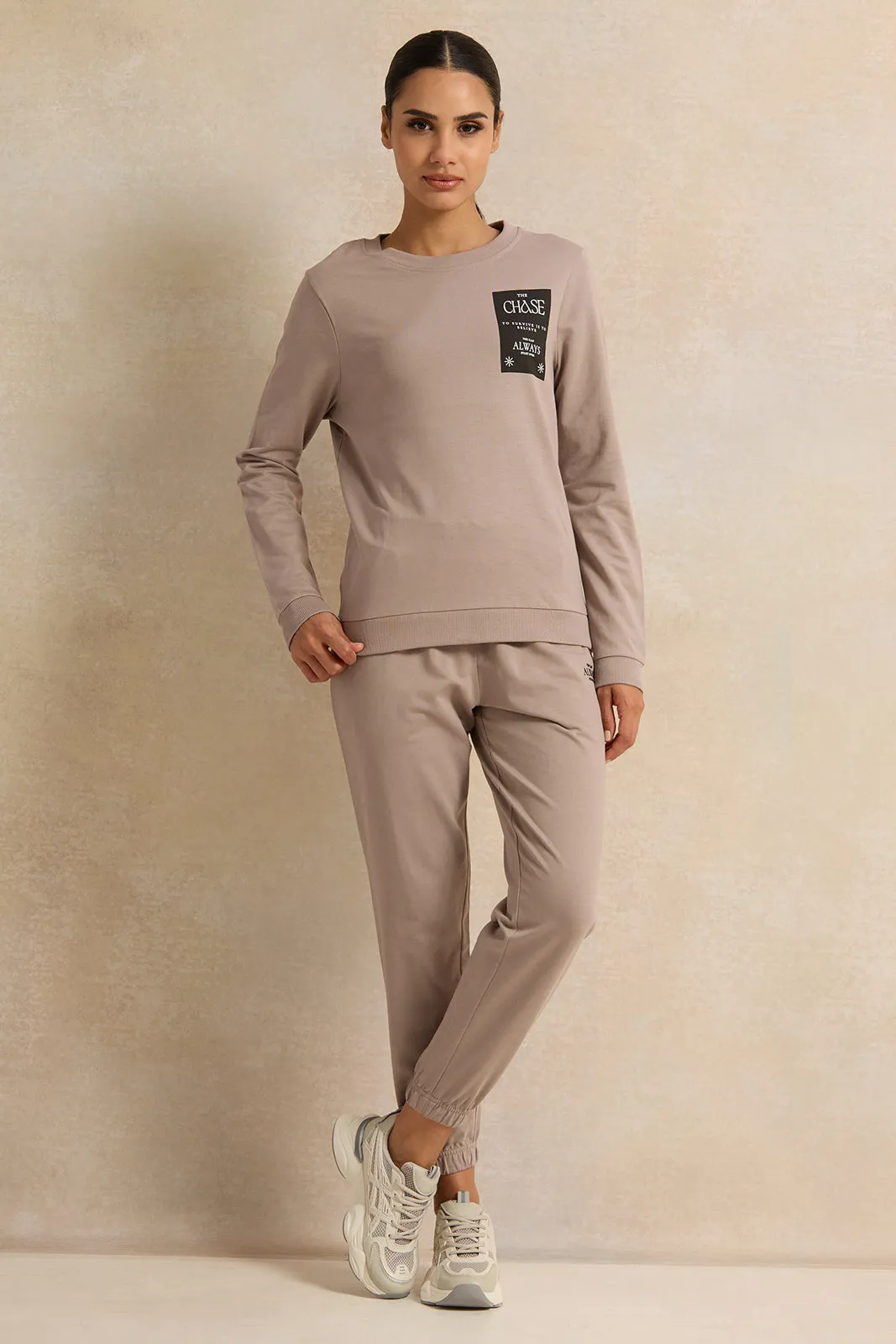 Women Taupe Printed Sweatshirt sold by Redtag product image thumbnail 2