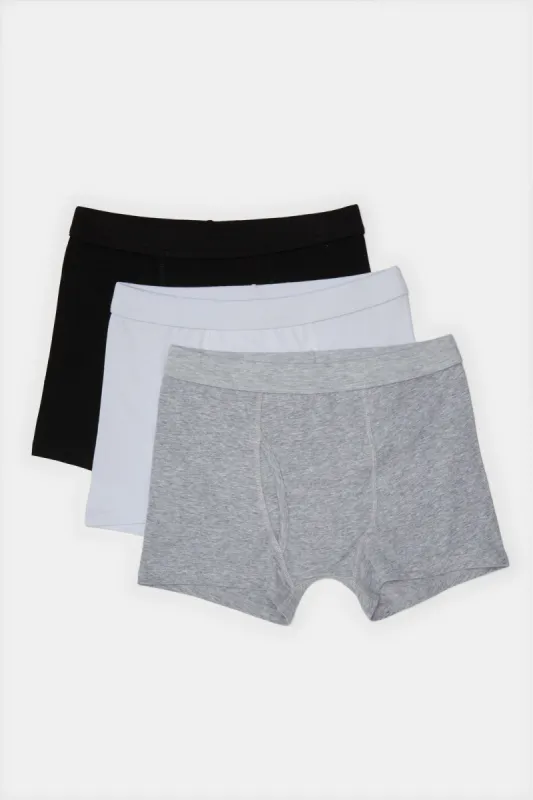 Senior Boys Assorted Printed And Solid  Boxer Brief (Pack of 3) sold by Redtag