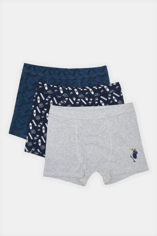 Senior Boys Assorted Printed And Solid  Boxer Brief (Pack of 3) sold by Redtag