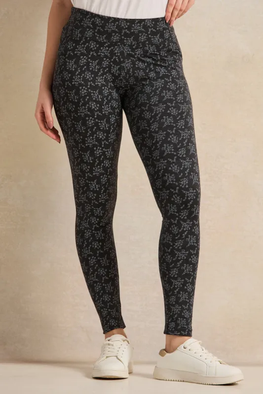 Women Black And Printed Long Length Leggings Pack Of(2Pieces) sold by Redtag