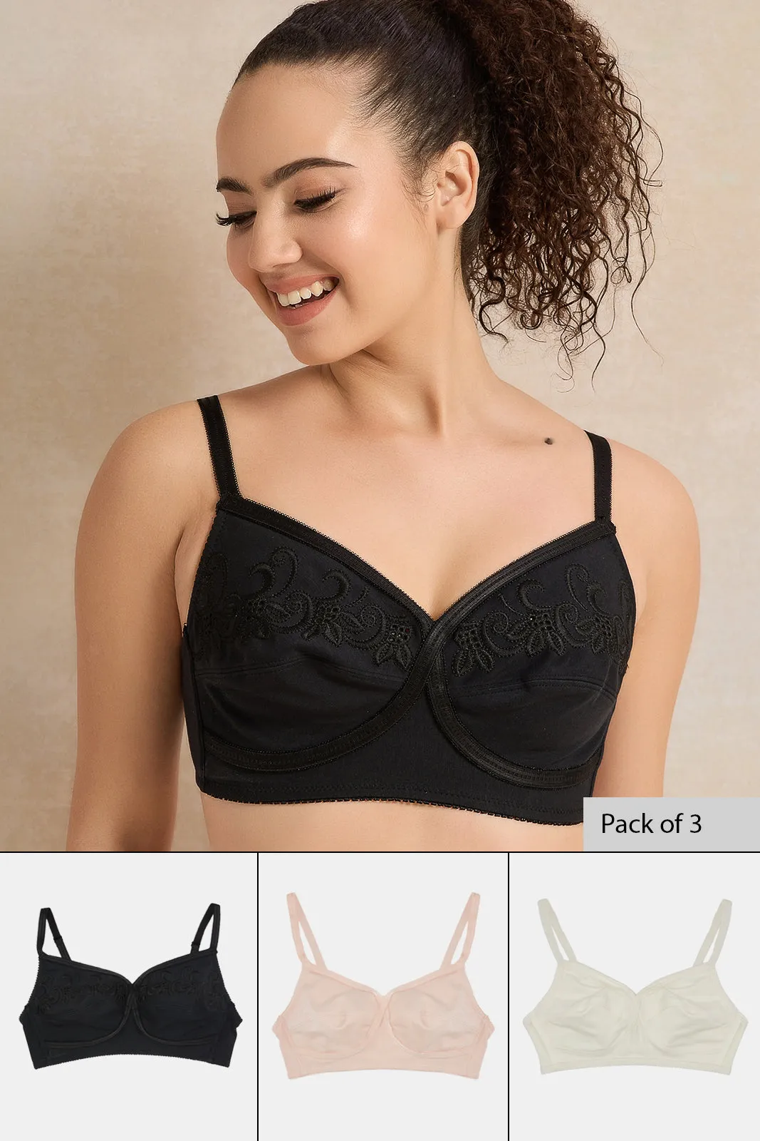 Women Assorted Non-Padded Bras Set (Pack of 3) sold by Redtag