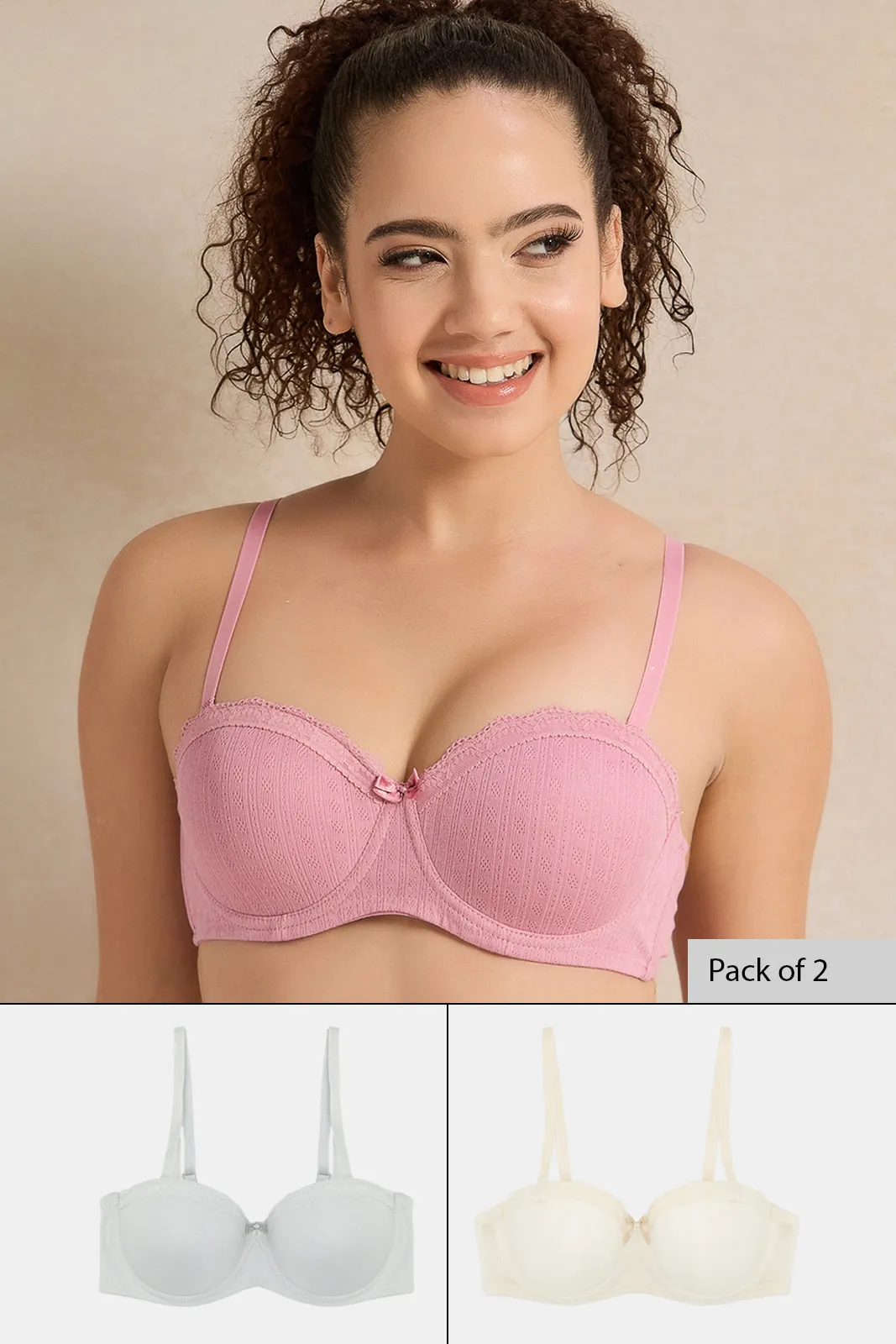 Women Assorted Padded Balconette Bras Set (Pack of 3) sold by Redtag