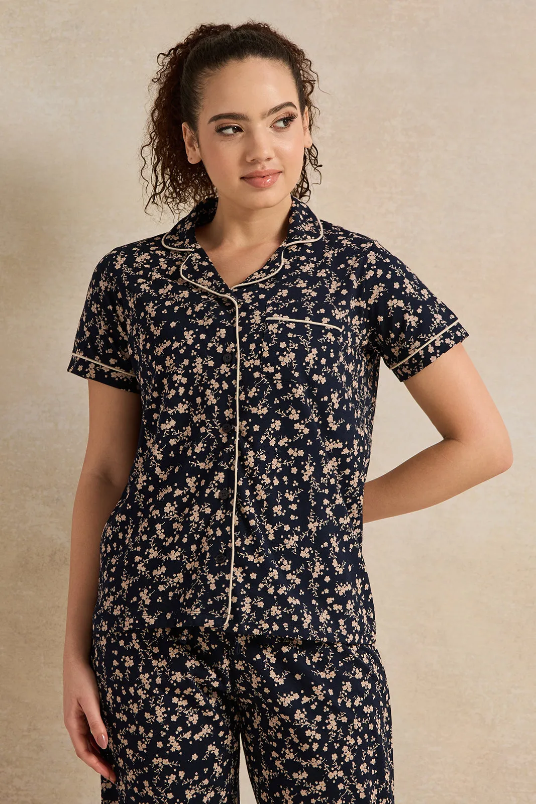 Women Black Collared Pyjama Set (2 Piece) sold by Redtag product image thumbnail 2