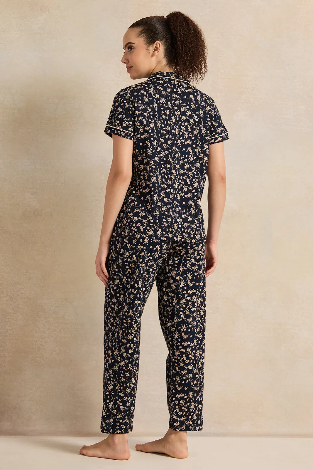 Women Black Collared Pyjama Set (2 Piece) sold by Redtag product image thumbnail 4