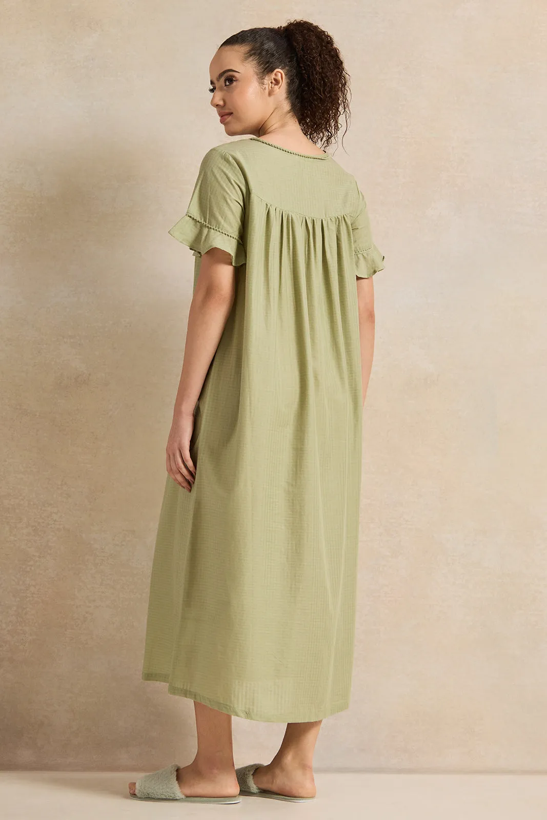 Women Olive With Neck Detail Nightgown sold by Redtag product image thumbnail 3