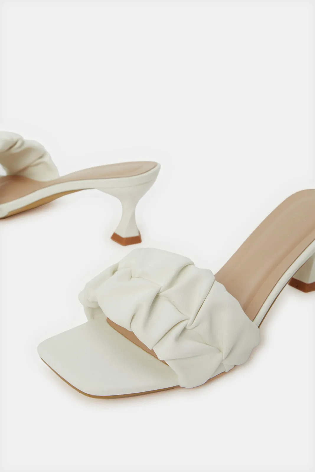 Women White textured Block Heel Mule sold by Redtag product image thumbnail 3